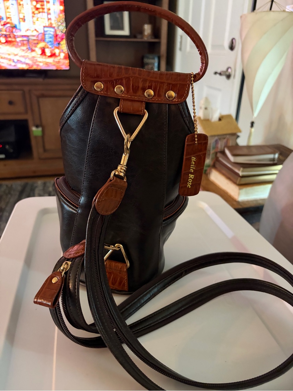 Bellerose Brown & Tan Leather Crossbody Satchel